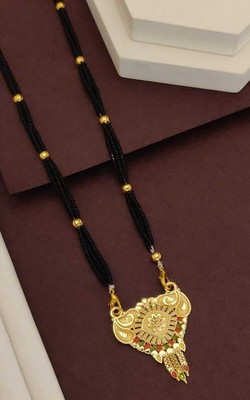 FENNYIMITATION 24' INCH 1 GRAM GOLD PLETED MANGALSUTRA FOR WOMEN & GIRLS. Brass Mangalsutra