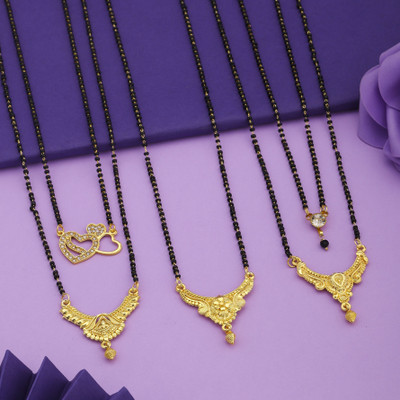 VEMISHTI combo of 5 Brass, Crystal Mangalsutra