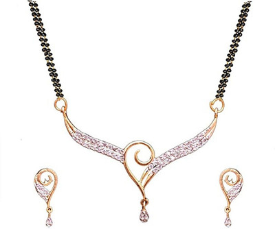 Anamya Alloy Gold-plated Black Jewellery Set(Pack of 1)
