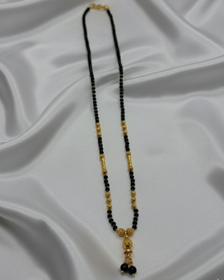 Defashions Elegant Traditional Gold-Plated Black Beaded Mangalsutra with Designer Pendant Brass Mangalsutra