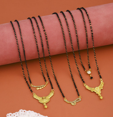VEMISTHI combo of 5 Brass, Crystal Mangalsutra