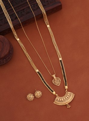 Jewel WORLD Combo of 2 Pcs 24 inch long 1 gram Gold & One 18 inch short with surprise gift Brass, Copper Mangalsutra