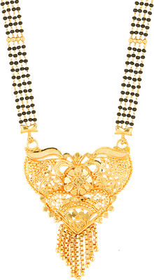 MEENAZ Mangalsutra Chain Necklace set Pendant Tanmaniya Long Design South Indian Alloy, Zinc, Copper, Metal, Crystal, Mother of Pearl, Brass Mangalsutra