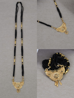 OmVastraa OmVastraa Designer Gold Plated With Long Chain Mangalsutra For Women (26 Inch) Alloy Mangalsutra