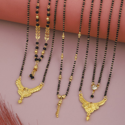 VEMISHTI combo of 5 Brass, Crystal Mangalsutra