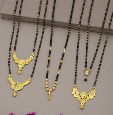 VEMISHTI combo of 5 Brass, Crystal Mangalsutra
