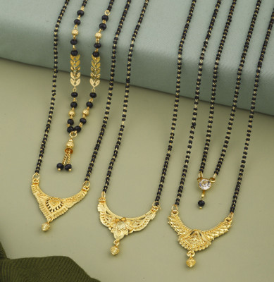 VEMISHTI combo of 5 Brass, Crystal Mangalsutra