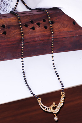 Miami Mangalsutra for women Simple Design Short Chain Ad golden magalsutra 1 gram gold Brass, Copper, Metal, Crystal, Stone Mangalsutra
