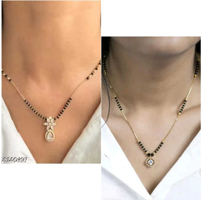 MALKYN Beautiful AD Mangalsutra with 18 Inch Chain for Women Brass Mangalsutra