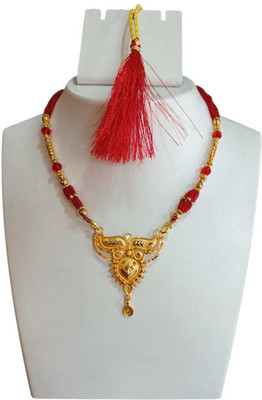 DEBALAYASTORES Copper Gold-plated Mat Polish Red color Mangalsutra Set (Pack of 1) Copper, Brass Mangalsutra