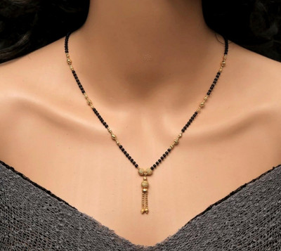 RADHETEXFAB sparkling gold plated short mangalsutra for women Brass, Copper, Alloy Mangalsutra