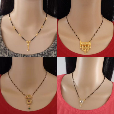 RAMDEV ART FASHION JEWELLERY Designer Alloy Gold Plated Mangalsutra For Women and Girls Pack of 4 Alloy Mangalsutra