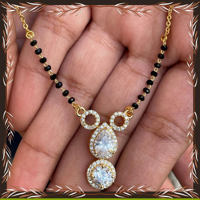 Temora American Dimaond Gold Plated Designer Short Mangalsutra Alloy Mangalsutra