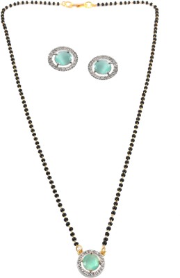 Pallavi Creation Brass Silver Turquoise, Silver, White, Black Jewellery Set(Pack of 1)