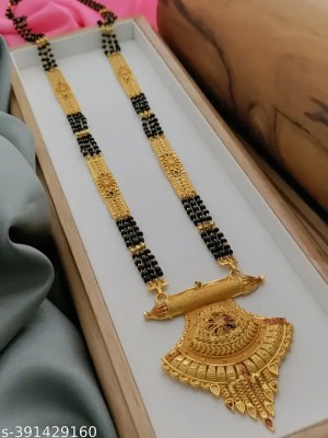 gb creation Gold-Plated Black Bead Mangalsutra Brass Mangalsutra