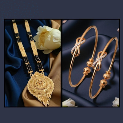 REEWAZIMPERIAL Royal Grace 30 Inch Big Pendant Mangalsutra with Adjustable Bangles Brass Mangalsutra