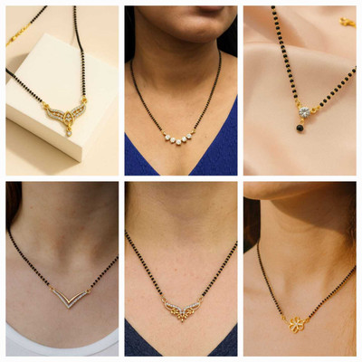 ELCETRATD JEWELLERY shimmering beautiful tanmaniya PACK OF 6 combo for women Alloy Mangalsutra