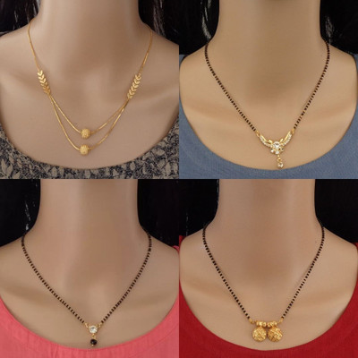 RAMDEV ART FASHION JEWELLERY Pack of 4 Alloy Gold Plated Mangalsutra For Women and Girls Alloy Mangalsutra