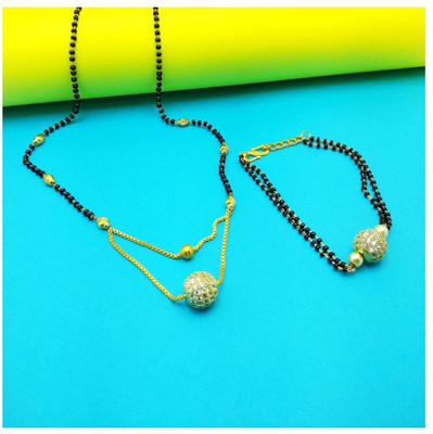 Opus Gems Alloy Gold-plated Black Jewellery Set(Pack of 2)