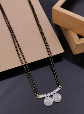 Vrinda Jewels Stylish American Diamond Mangalsutra with Earrings (24 Inch) Alloy Mangalsutra