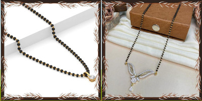 Temora American Dimaond Gold Plated Designer Short Mangalsutra Alloy Mangalsutra