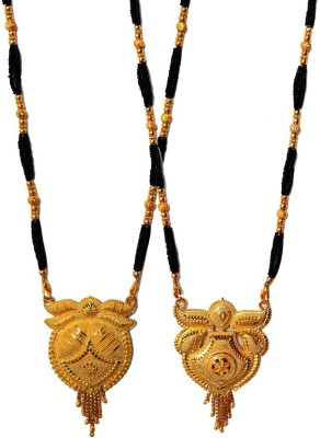 jummajumma Combo 2 Pcs Gold Mangalsutra with Black Mala Alloy, Glass, Brass Mangalsutra