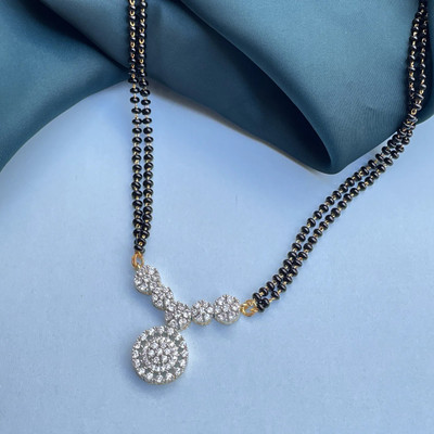 VUQIP Fancy Designer Women's Silver Plated Mangalsutra Pendant with Chain Alloy Mangalsutra