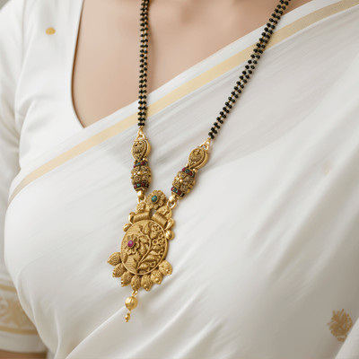 BeMine Jewellery Antique Gold Plated Traditional Indian Mangalsutra for Women Brass Mangalsutra