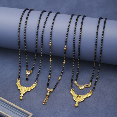 VEMISTHI combo of 5 Brass, Crystal Mangalsutra