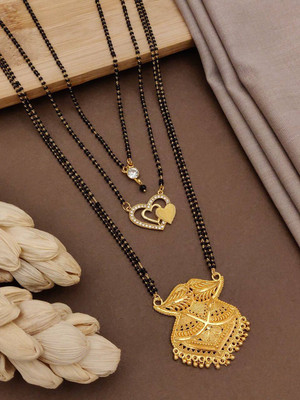 LaChoiceIt Combo of 3 Traditional Daily Wear Mangalsutra for Women and Girls Brass, Alloy Mangalsutra