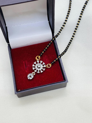 Temora American Diamond Short Mangalsutra For Women Brass Mangalsutra