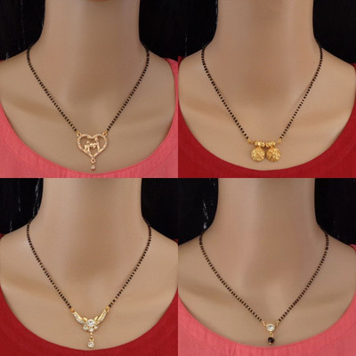 RAMDEV ART FASHION JEWELLERY Designer Alloy Gold Plated Mangalsutra For Women and Girls Pack of 4 Alloy Mangalsutra
