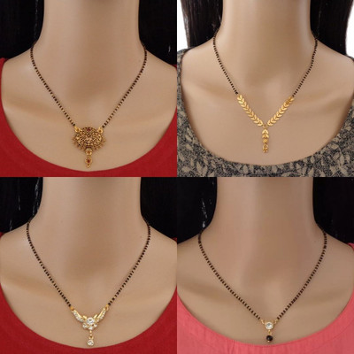 RAMDEV ART FASHION JEWELLERY Pack of 4 Alloy Gold Plated Mangalsutra For Women and Girls Alloy Mangalsutra