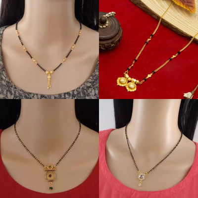 RAMDEV ART FASHION JEWELLERY Pack Of 4 Gold Plated Mangalsutra Tanmaniya For Women Alloy Mangalsutra