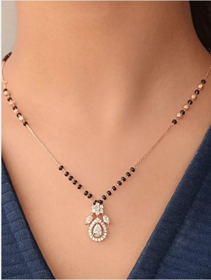 LA MESKEY American Diamond Mangalsutra with white crystal and Trendy New design for women Brass, Copper Mangalsutra