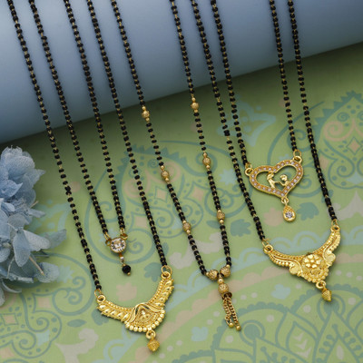 WoyGems American Diamond Short Mangalsutra For Women Alloy Mangalsutra