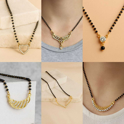 ELCETRATD JEWELLERY shimmering beautiful tanmaniya PACK OF 6 combo for women Alloy Mangalsutra