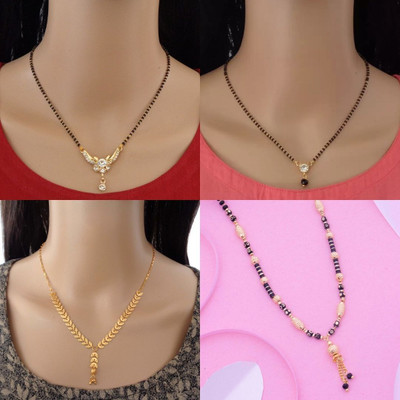 Dency Pack Of 4 Gold Plated Mangalsutra Tanmaniya For Women Alloy Mangalsutra