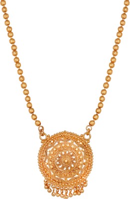 JFL - Jewellery for Less Traditional Ethnic Gold Plated Designer Pendant with Ball Chain For Women Copper Mangalsutra