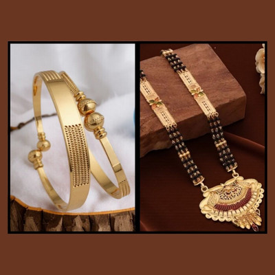 REEWAZIMPERIAL Royal Grace 30 Inch Big Pendant Mangalsutra with Adjustable Bangles Brass Mangalsutra