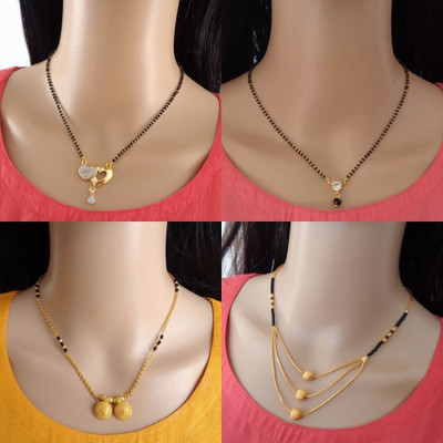 Dency Stylish Alloy Gold Plated Mangalsutra Tanmaniya For Women Alloy Mangalsutra