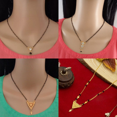 RAMDEV ART FASHION JEWELLERY Stylish Alloy Gold Plated Mangalsutra Tanmaniya For Women Alloy Mangalsutra