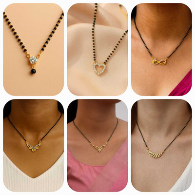 ELCETRATD JEWELLERY shimmering beautiful tanmaniya PACK OF 6 combo for women Alloy Mangalsutra