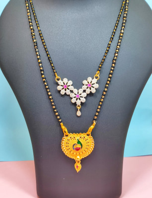 Divyanshi Collection Combo Pack Of 2 American Diamond Mangalsutra Brass Mangalsutra