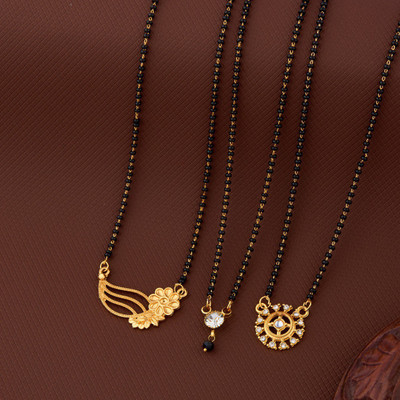 WoyGems American Diamond Mangalsutra Combo Alloy Mangalsutra