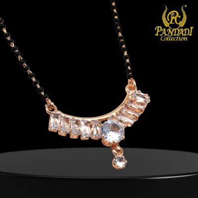 Pandadi Collection Fancy Latest Design Rose Gold Polish Daimond Mangalsutra Brass Mangalsutra