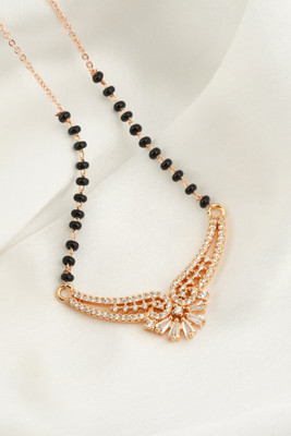 MAME CREATION Traditional Gold Plated AD Diamond Mangalsutra for Women Alloy Mangalsutra