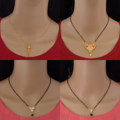 RAMDEV ART FASHION JEWELLERY Designer Alloy Gold Plated Mangalsutra For Women and Girls Pack of 4 Alloy Mangalsutra