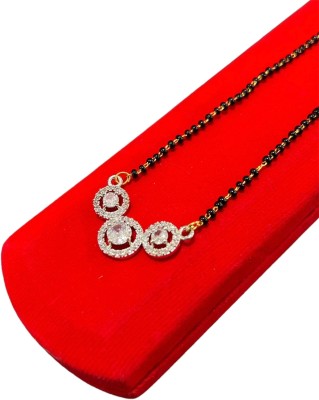 Charms Captivating Three Stone Diamond Mangalsutra Alloy Mangalsutra