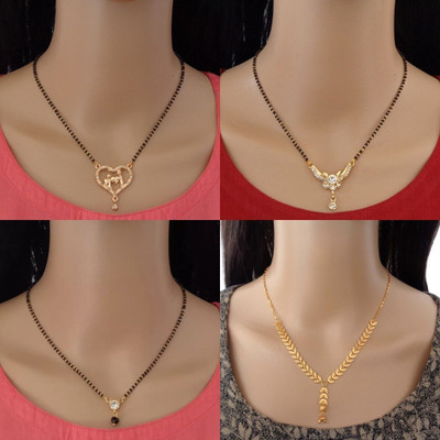 RAMDEV ART FASHION JEWELLERY Designer Alloy Gold Plated Mangalsutra For Women and Girls Pack of 4 Alloy Mangalsutra